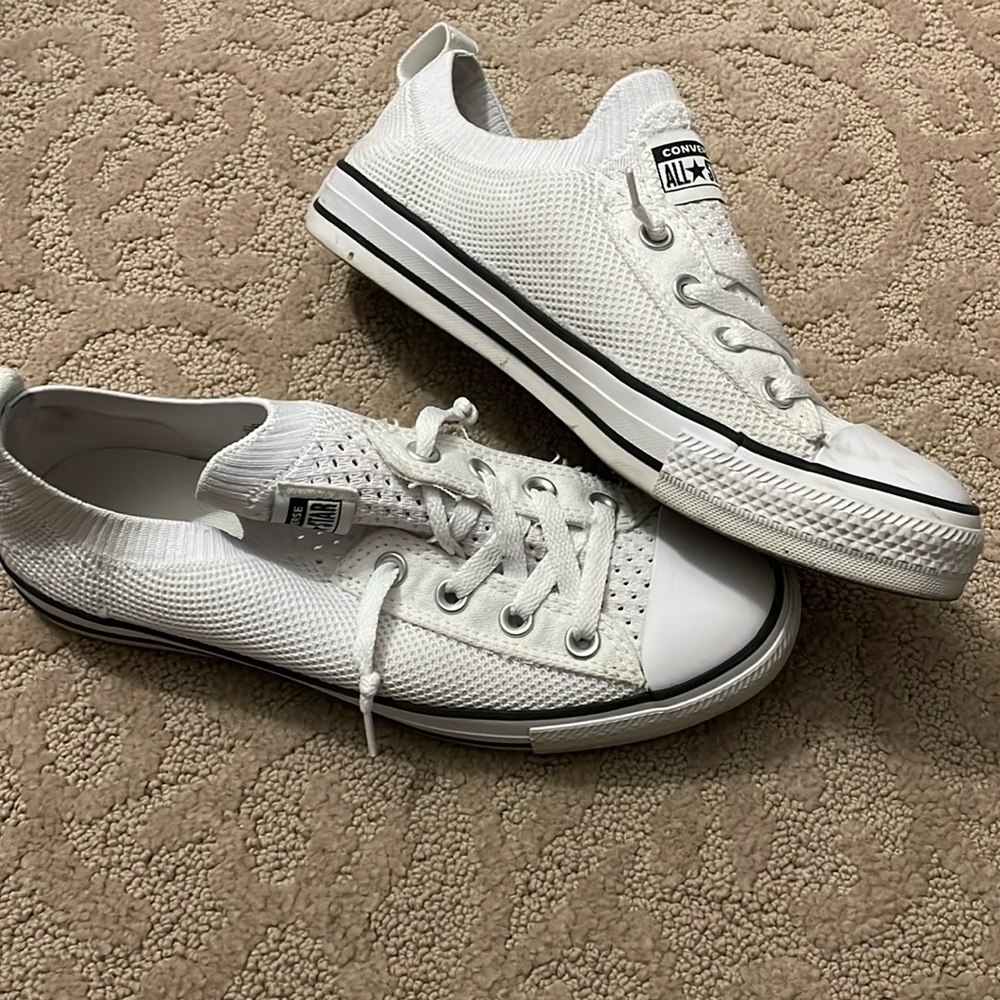 Like new white all star slip ons